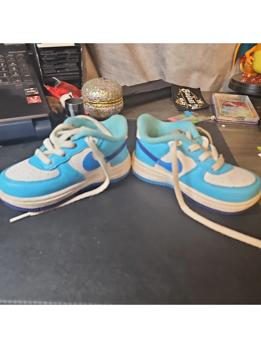 Nike Force 1 LV8 2 Little Kids Blue And White Low Top Lace Up Sneakers Size 8C